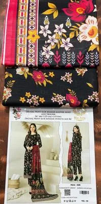 3 Pcs Women's Unstitched Printed Suit